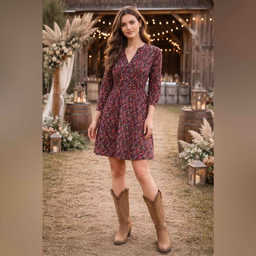 Bass Floral Mini Dress Size Small NWOT Boho Western Fall Cottagecore Prairie